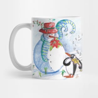 SNOWMAN AND  WINTER SERENADE OF VIOLINIST PENGUIN Mug